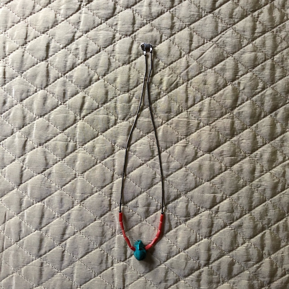 Silver, Turquoise & Coral Necklace